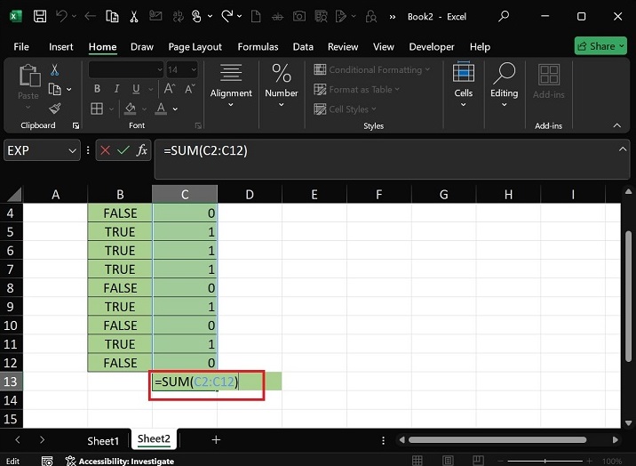 Adding of the Boolean Values4