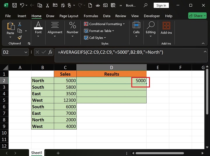 AVERAGEIFS Function 2