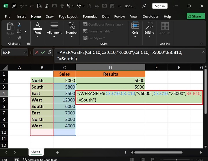 AVERAGEIFS Function 5