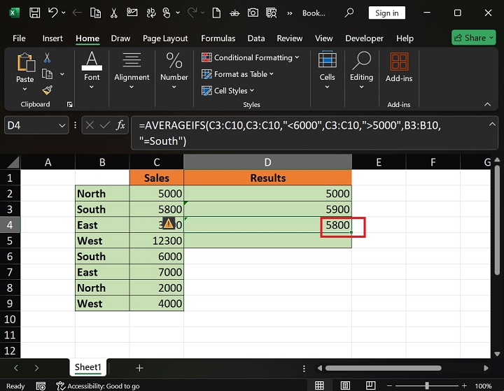 AVERAGEIFS Function 6
