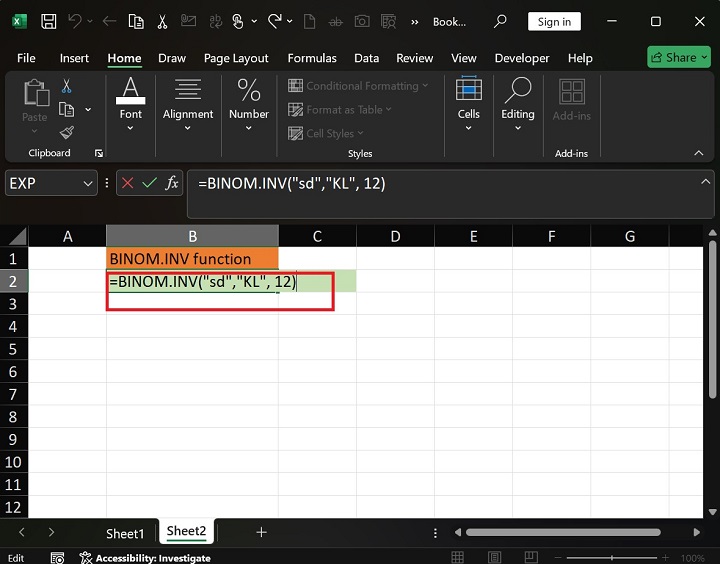 BINOM.INV Function in Excel 2