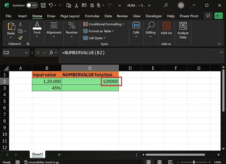 Calculate NUMBERVALUE Function for Given Input3