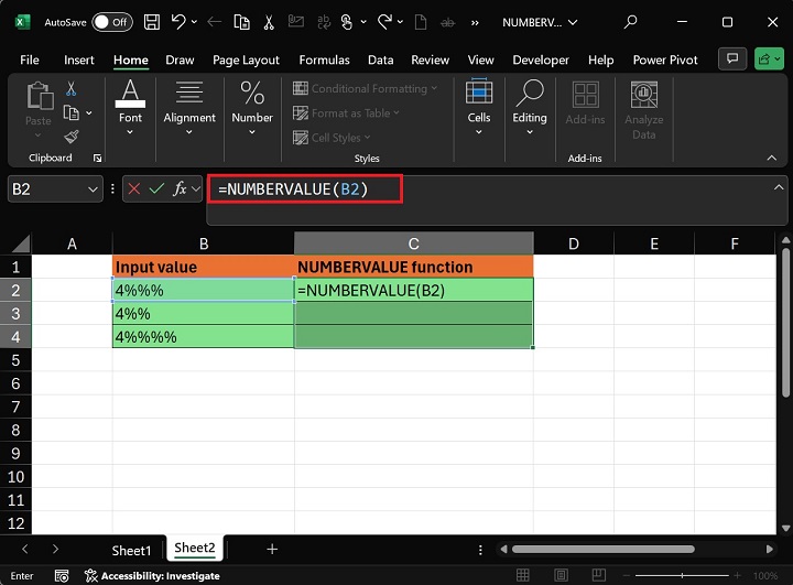 Calculate NUMBERVALUE Function for Given Input6
