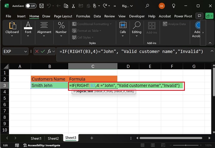 Combining IF Statement and RIGHT Function1