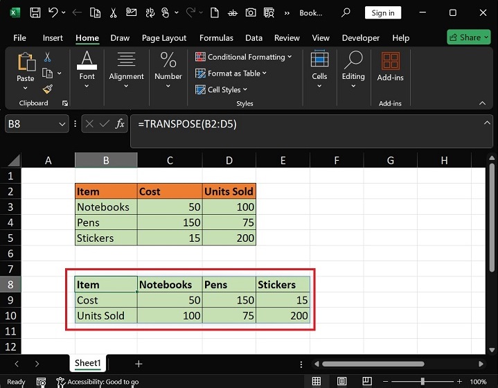 Convert Rows into Columns in Excel
