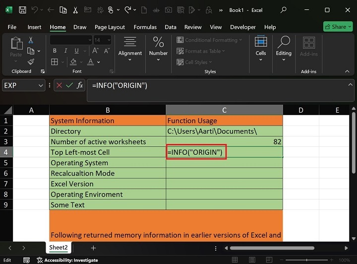 Crucial Details of System using INFO Function5