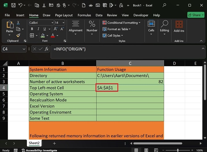 Crucial Details of System using INFO Function6