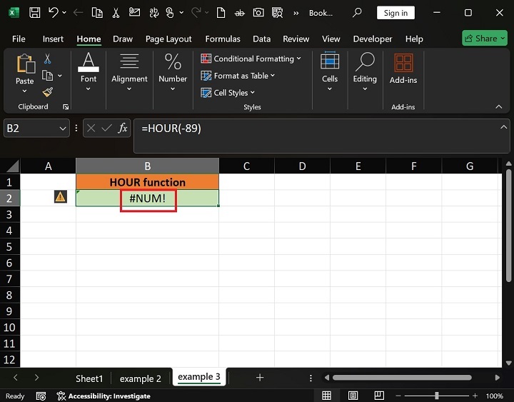 Examples of the HOUR Function in Excel7