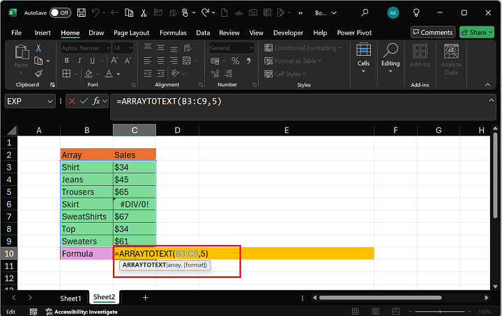 Excel ARRAYTOTEXT Function 6