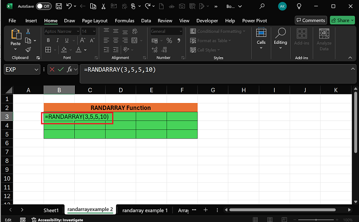 Excel RANDARRAY Function 3