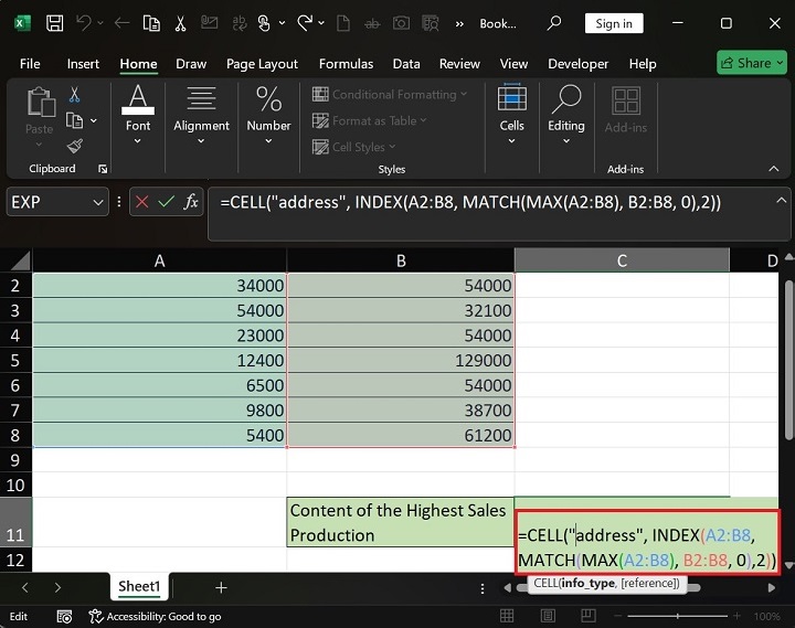 Extracting Address of Maximum Sales Production2
