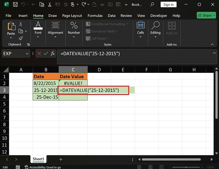 How to use DATEVALUE Function in Excel4