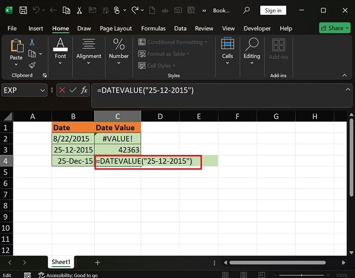 How to use DATEVALUE Function in Excel6