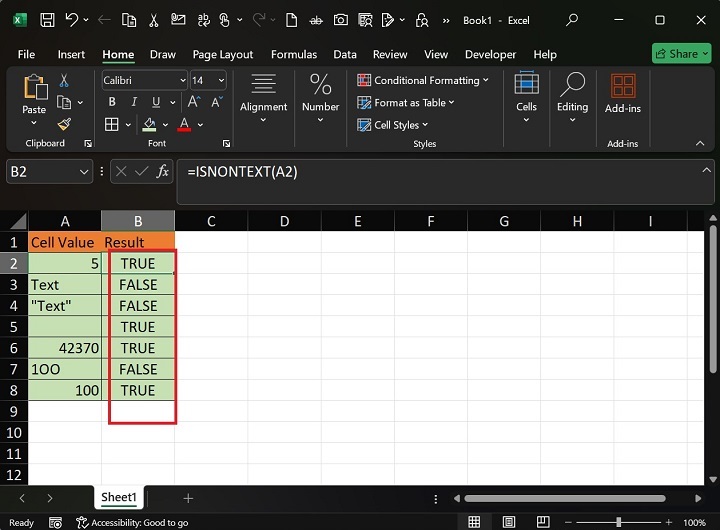 How to use the ISNONTEXT Function in Excel3