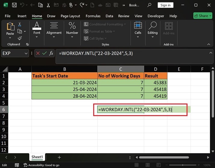 How to use WORKDAY.INTL Function in Excel4