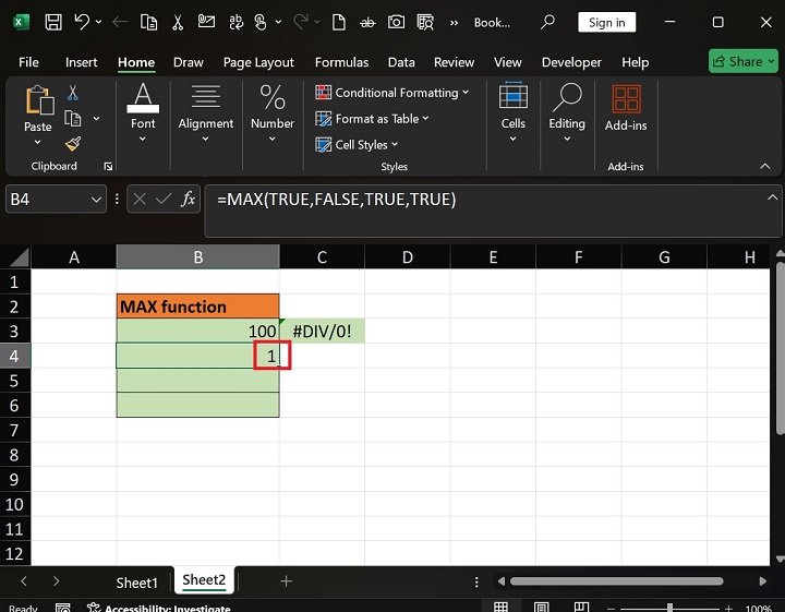 MAX Function in Excel 8