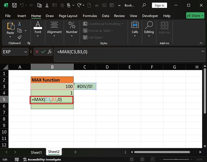 MAX Function in Excel 9