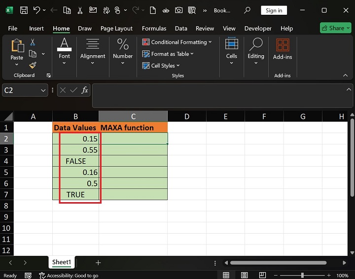 MAXA Function in Excel