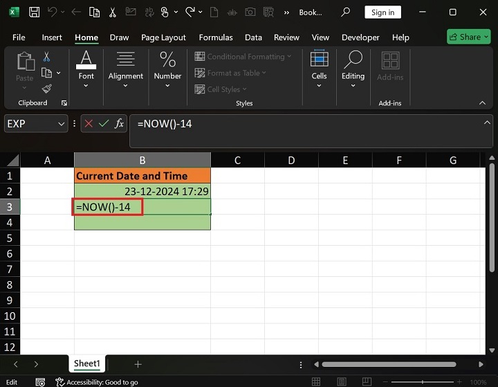 NOW Function to Obtain Excel Current Date and Time5