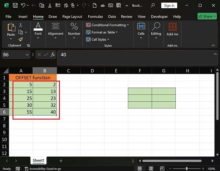 OFFSET Function do in Excel1