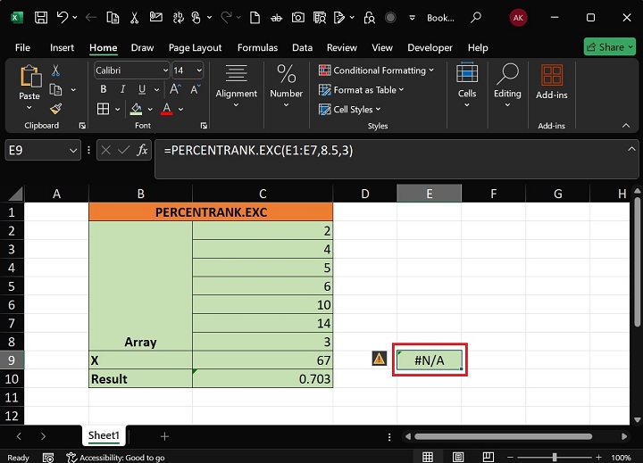 PERCENTRANK.EXC Function5