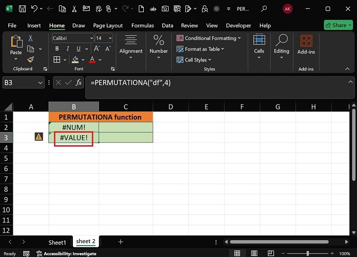 PERMUTATIONA Function6