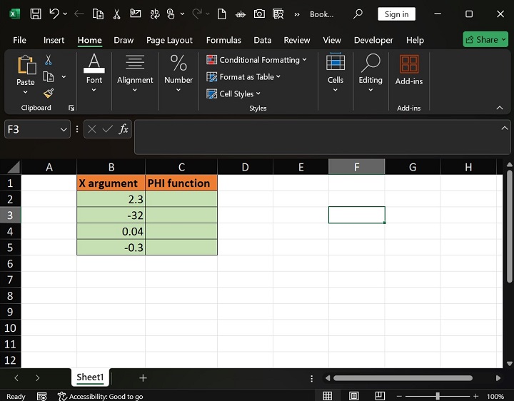 PHI Function in Excel