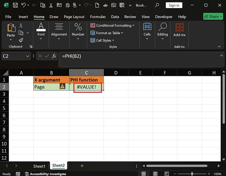 PHI Function in Excel 4