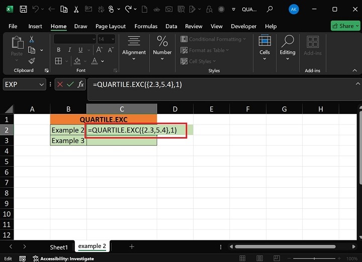 QUARTILE.EXC Function3
