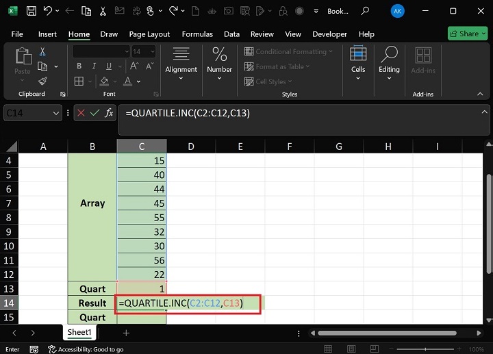 QUARTILE.INC Function1