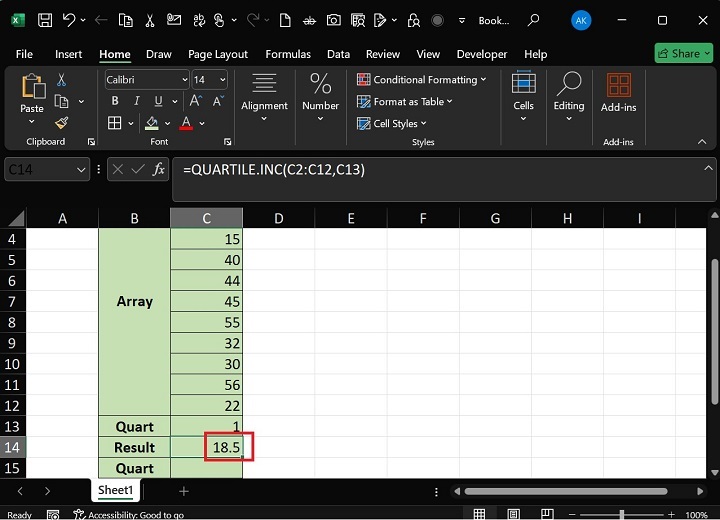 QUARTILE.INC Function2