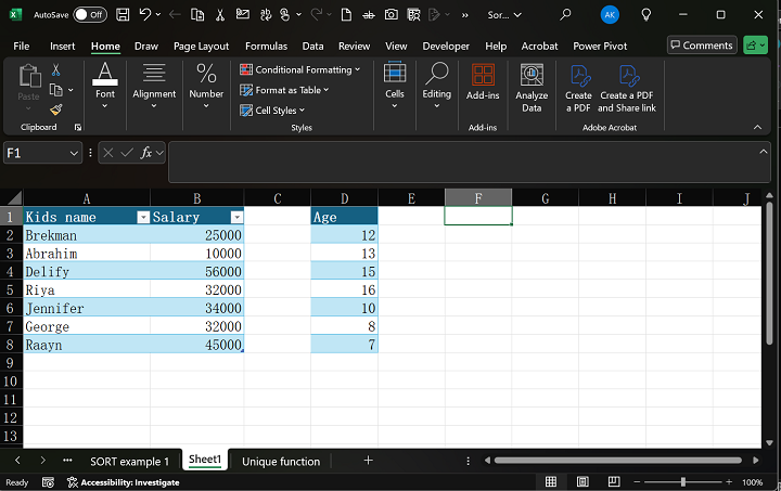 SORTBY Function in Excel