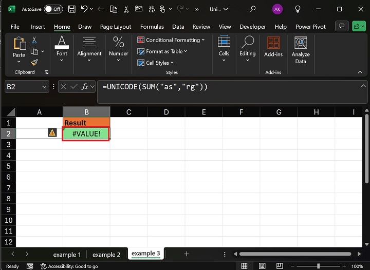 UNICODE Function Will Retrieve VALUE Error2