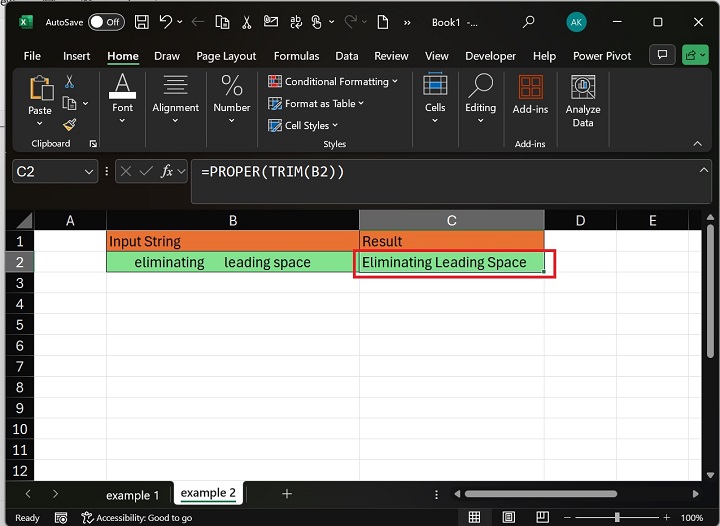 Using TRIM and PROPER function in Excel3
