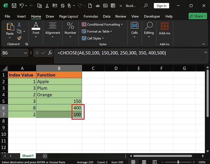 What does the CHOOSE Function do in Excel6
