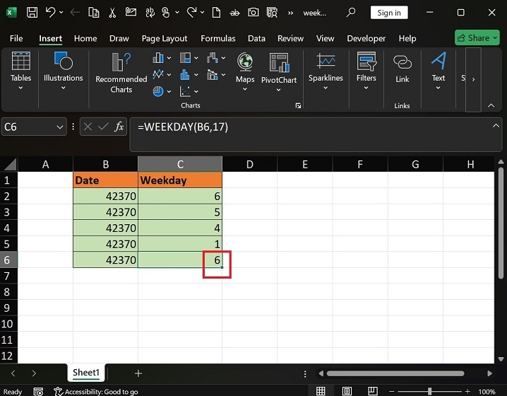 What does WEEKDAY Function do in Excel10