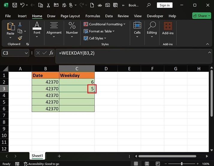 What does WEEKDAY Function do in Excel4