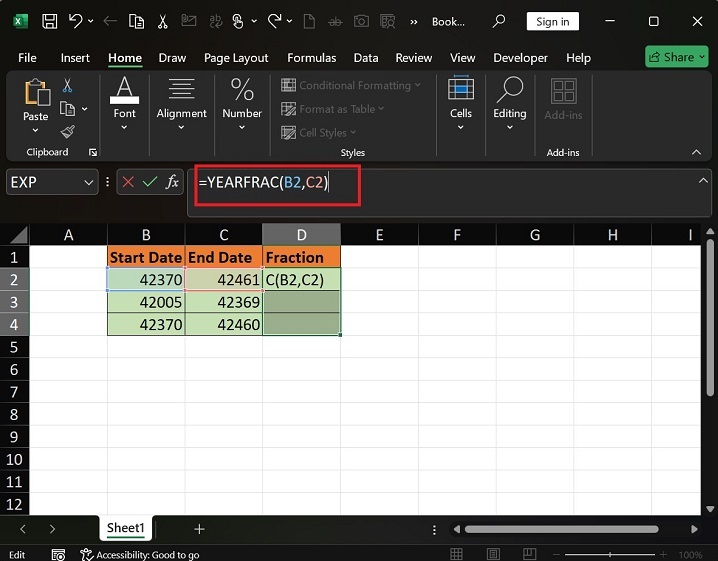 What does YEARFRAC Function do in Excel1
