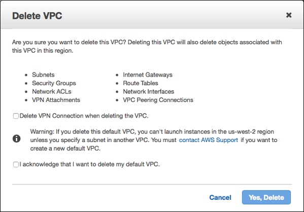 Delete VPC