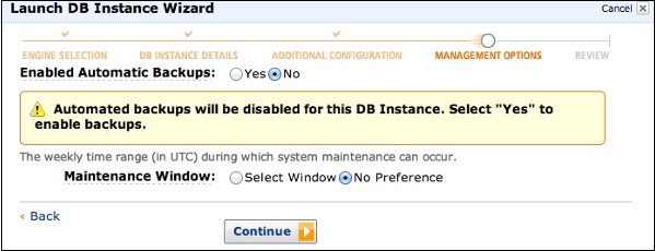 Launch DB Instance Wizard