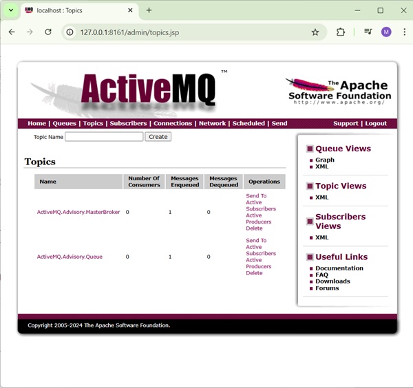 Topics in Admin Console