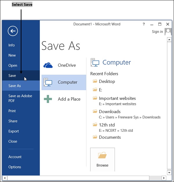 Select Save Word File