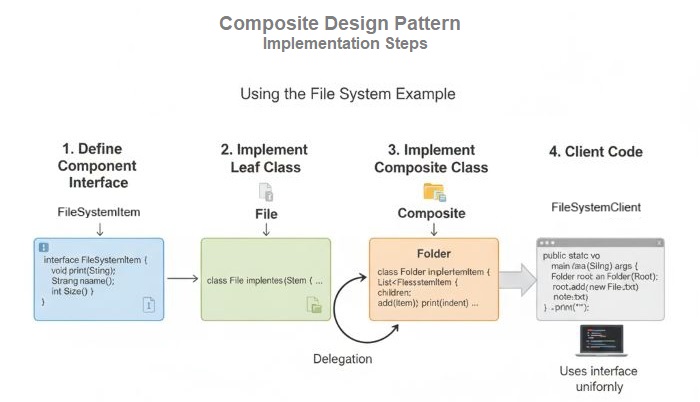 Steps Composite Design Pattern