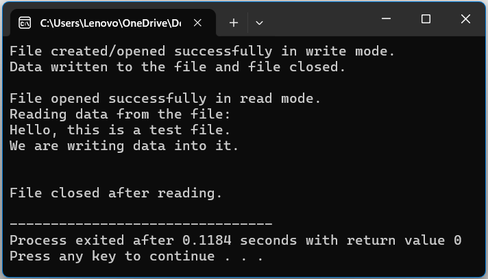 File Operations in C