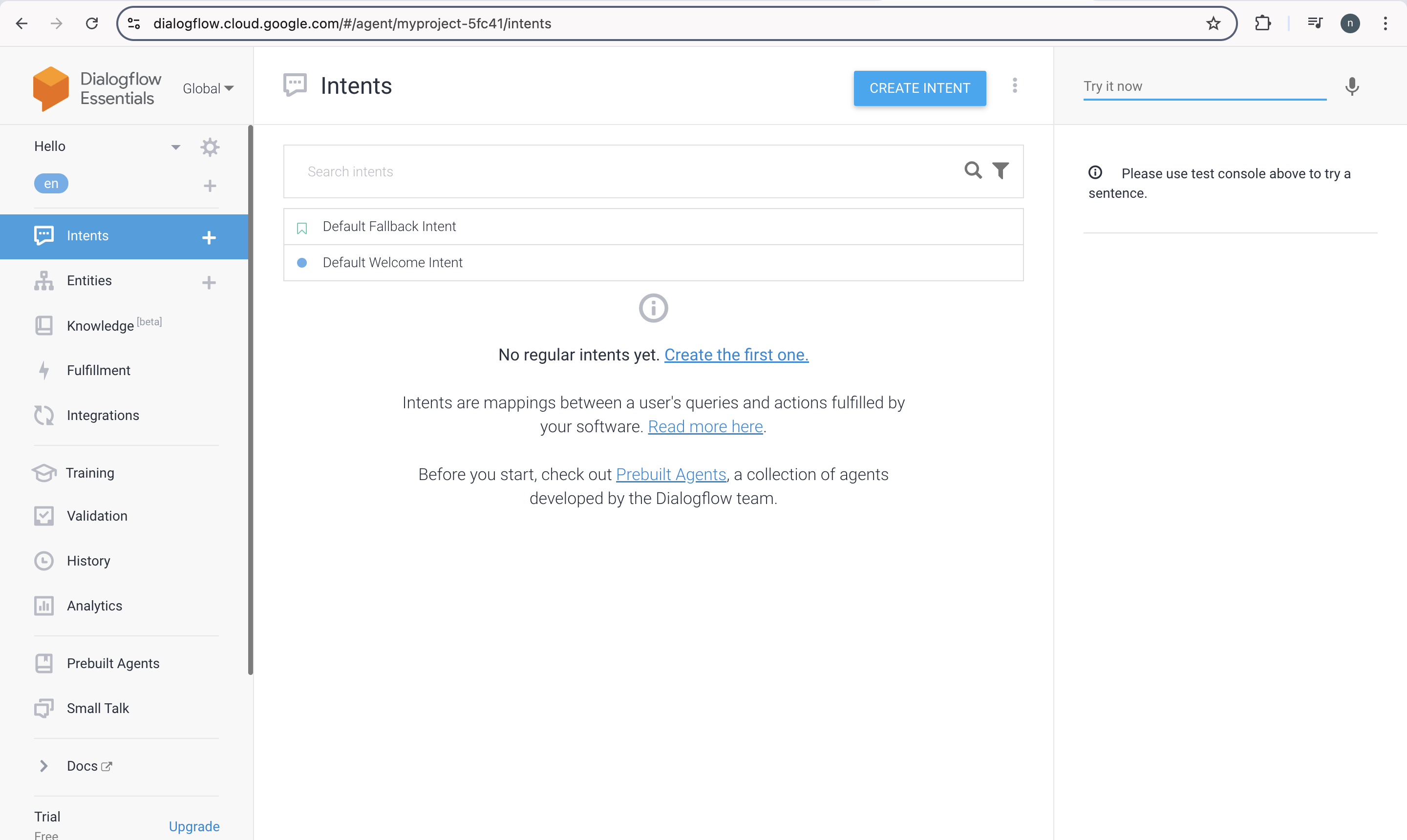 Default Welcome Intent