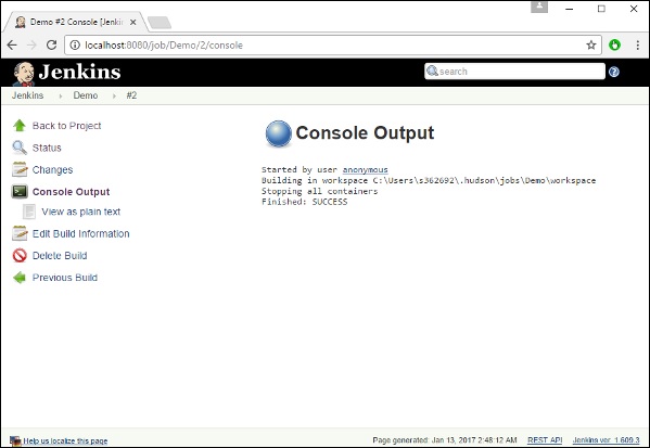 Console Output