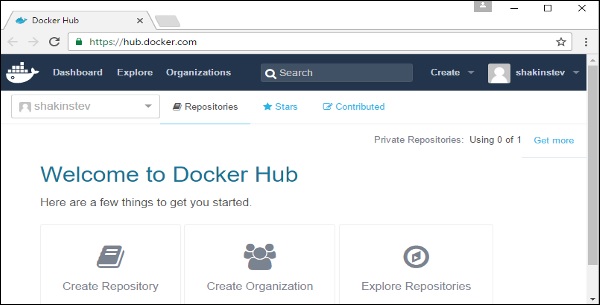 Logged Docker Hub