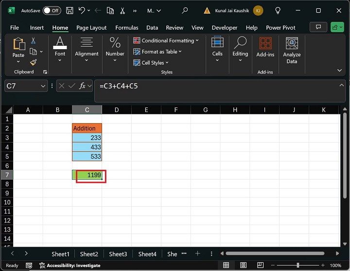 Arithmetic Operators in Microsoft Excel