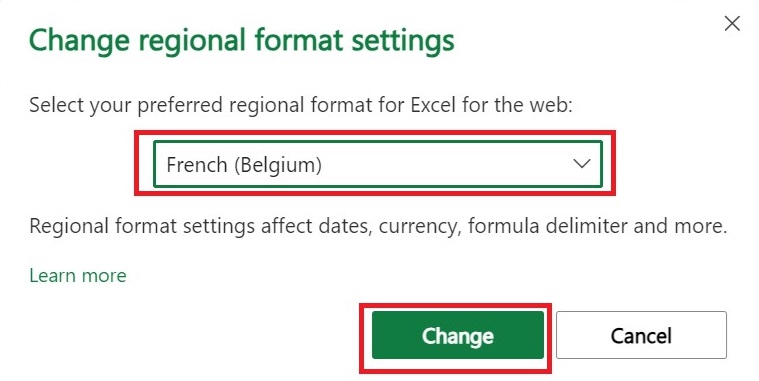 Changing Regional Format Settings 1
