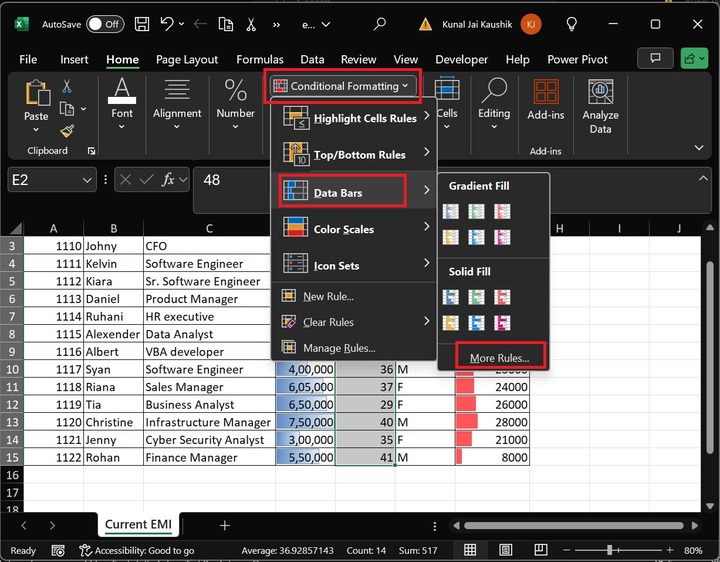 Custom Data Bars in Excel